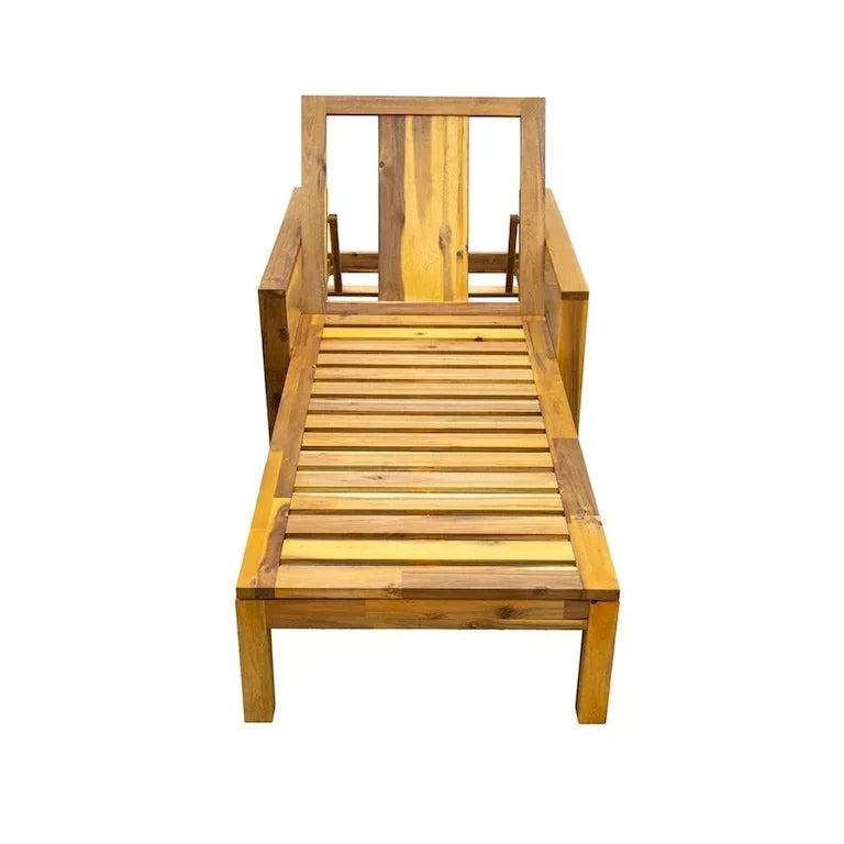Bain de soleil en bois à dossier inclinable — jardin, terrasse et bord de piscine Merrelo™