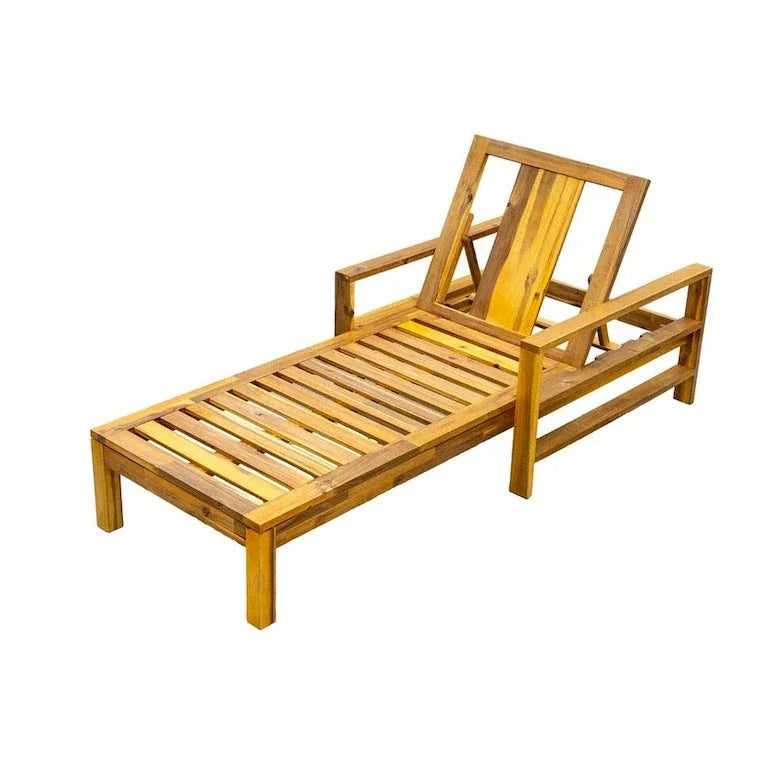 Bain de soleil en bois à dossier inclinable — jardin, terrasse et bord de piscine Merrelo™