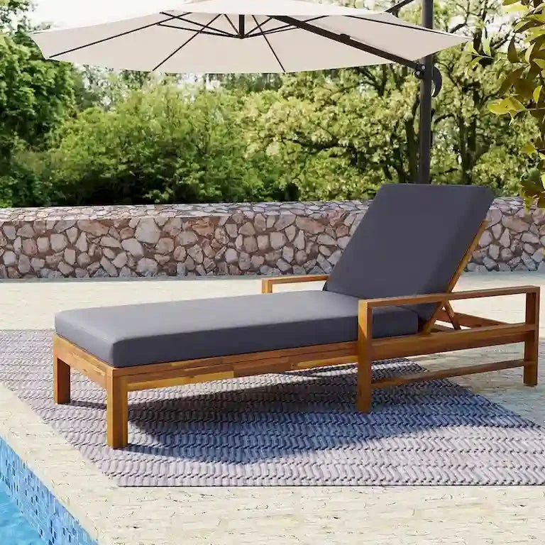 Bain de soleil en bois à dossier inclinable — jardin, terrasse et bord de piscine Merrelo™