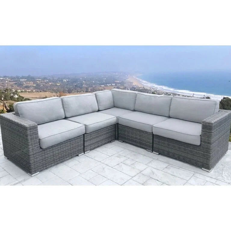Canapé d'angle d'extérieur 239 cm en résine tressée avec coussins Merrelo™