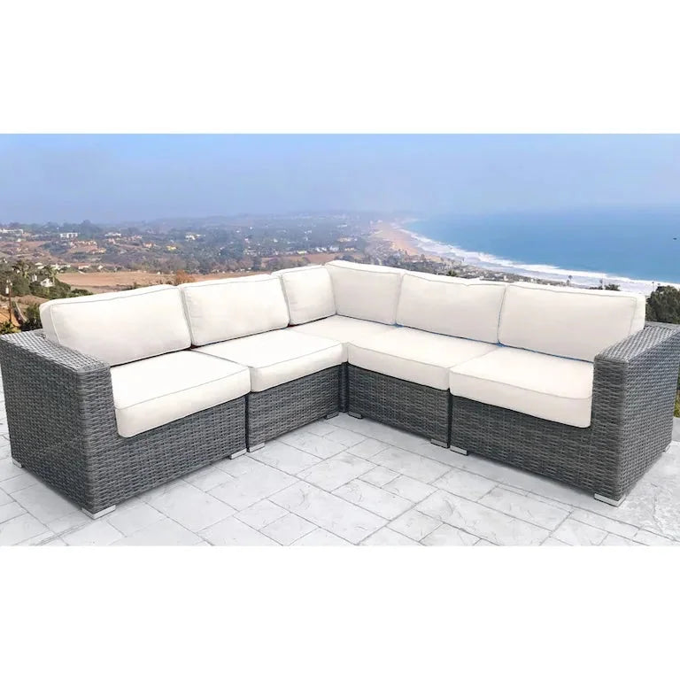Canapé d'angle d'extérieur 239 cm en résine tressée avec coussins Merrelo™