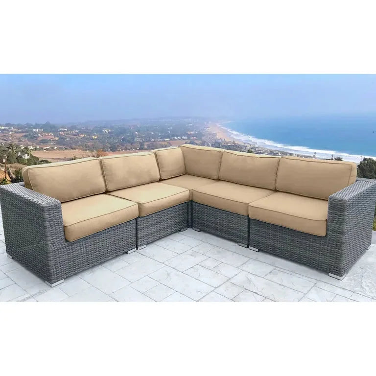 Canapé d'angle d'extérieur 239 cm en résine tressée avec coussins Merrelo™
