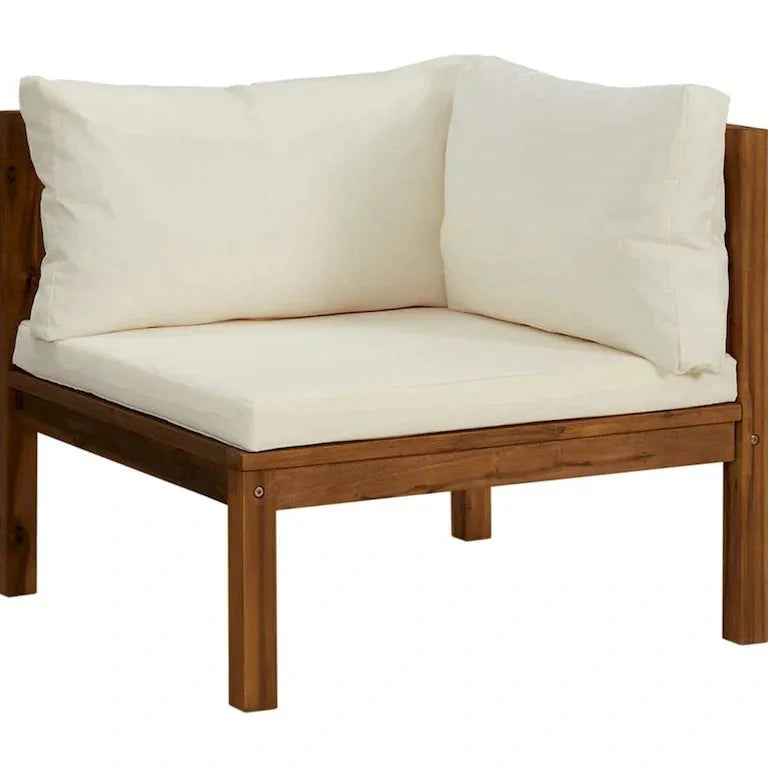 Canapé modulable d'extérieur 3 pièces, acacia brun et polyester crème Merrelo™