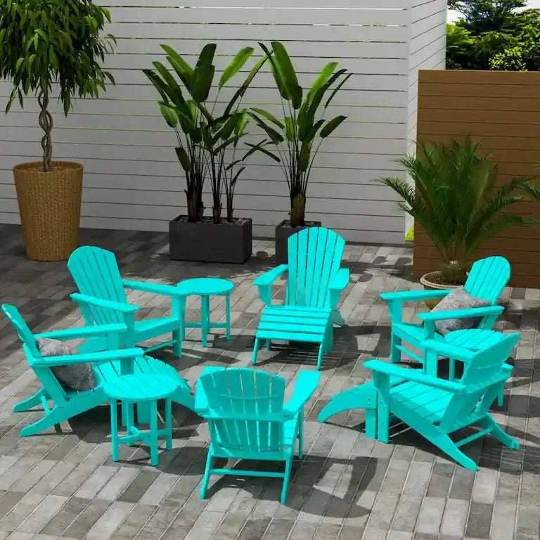 Ensemble Adirondack 12 pièces en polymère toutes saisons avec repose-pieds et table d'appoint Merrelo™