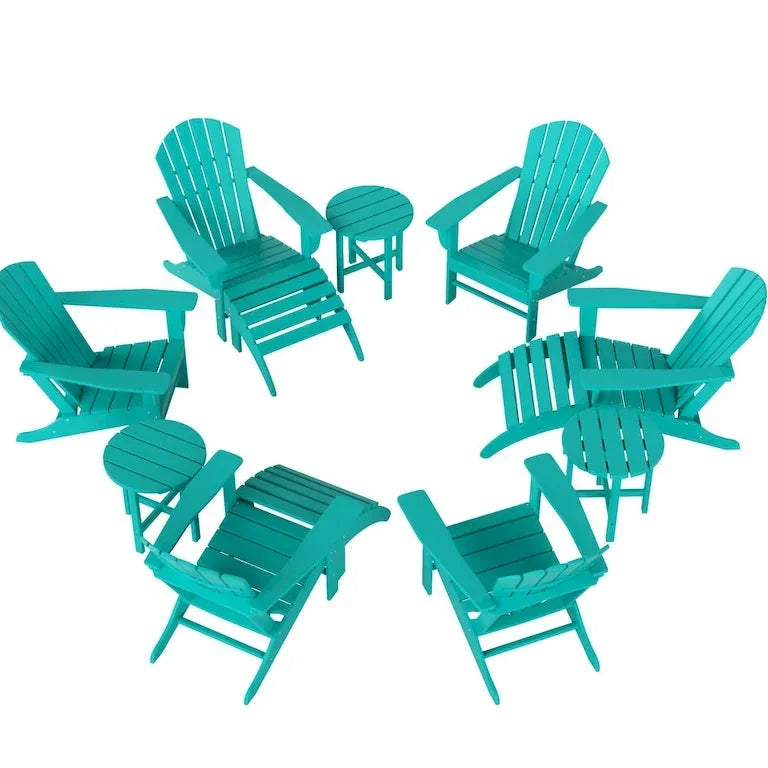 Ensemble Adirondack 12 pièces en polymère toutes saisons avec repose-pieds et table d'appoint Merrelo™