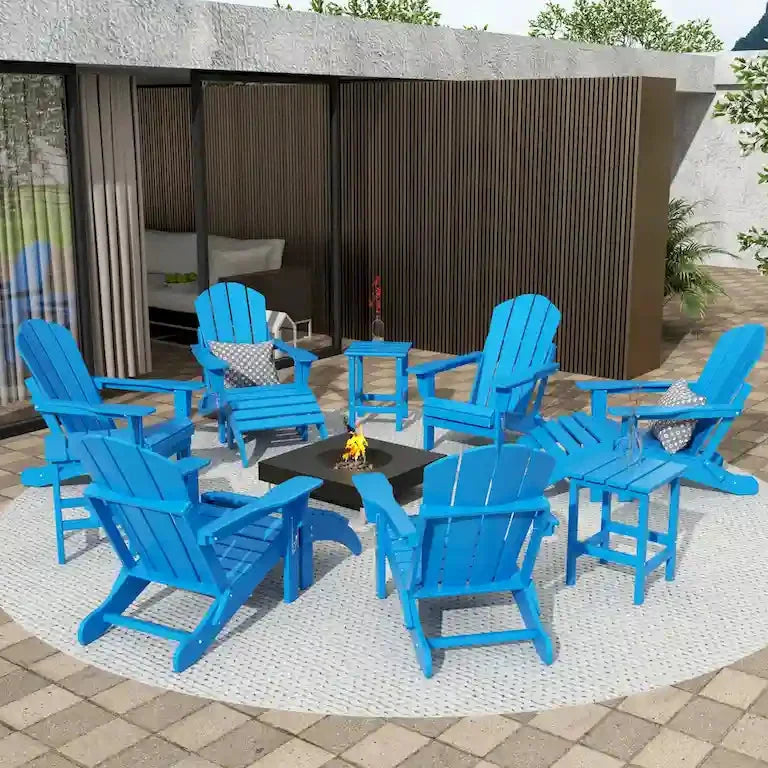 Ensemble Adirondack pliant 12 pièces en HDPE toutes saisons Merrelo™