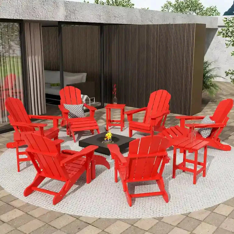 Ensemble Adirondack pliant 12 pièces en HDPE toutes saisons Merrelo™