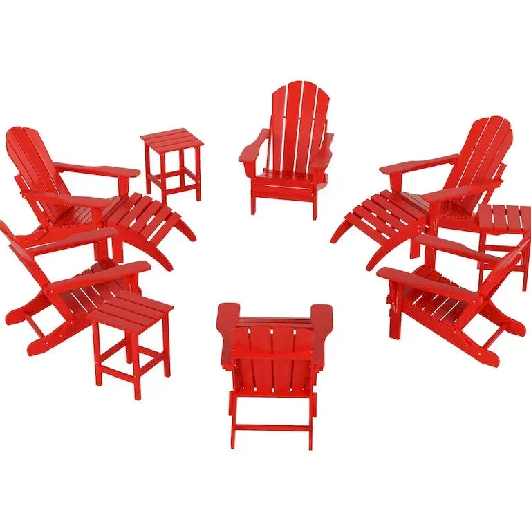 Ensemble Adirondack pliant 12 pièces en HDPE toutes saisons Merrelo™