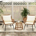 Ensemble bistrot 3 pièces en rotin tressé — table et 2 fauteuils Merrelo™
