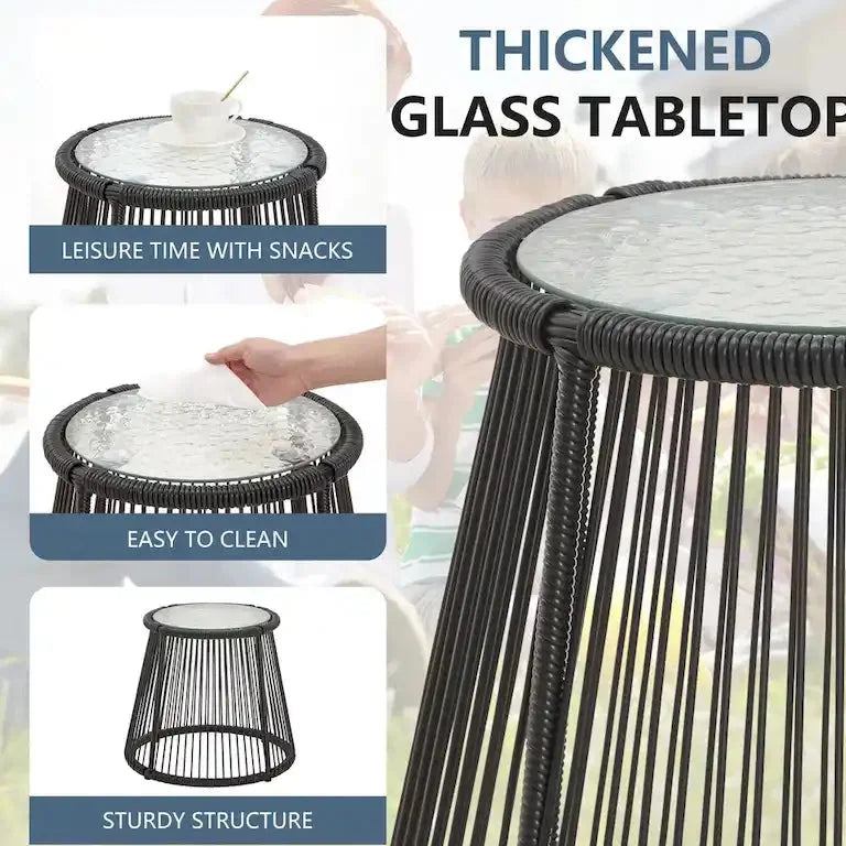 Ensemble bistrot 3 pièces en rotin tressé — table et 2 fauteuils Merrelo™
