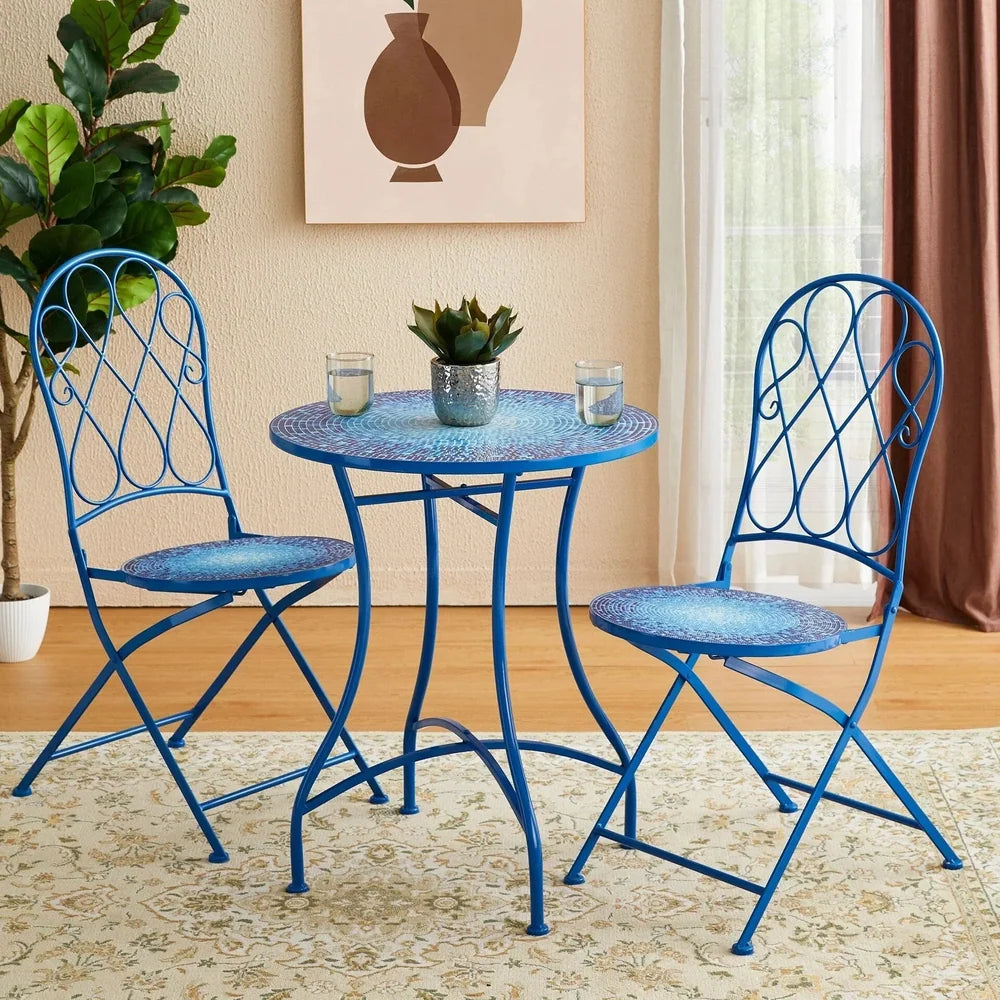 Ensemble bistrot pliant 3 pièces en métal — table et 2 chaises Merrelo™