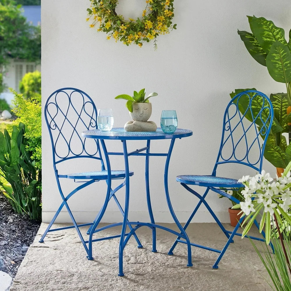 Ensemble bistrot pliant 3 pièces en métal — table et 2 chaises Merrelo™