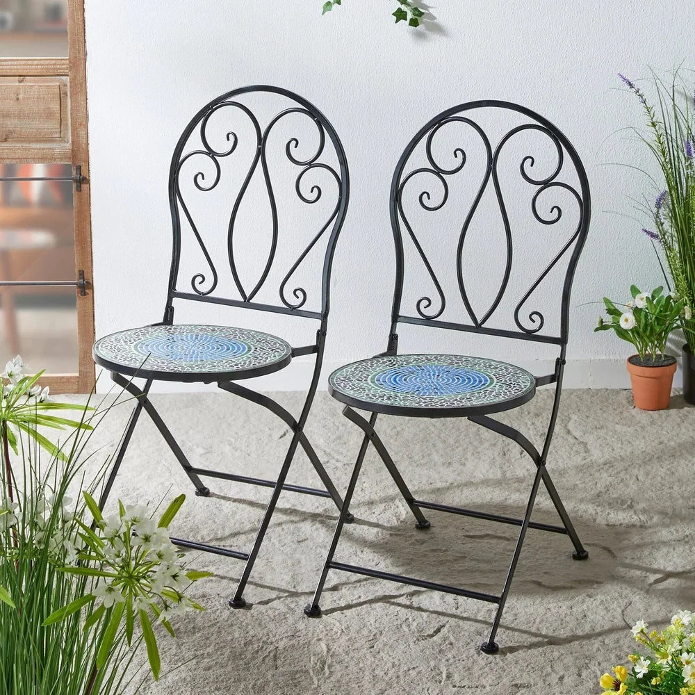 Ensemble bistrot pliant 3 pièces en métal — table et 2 chaises Merrelo™