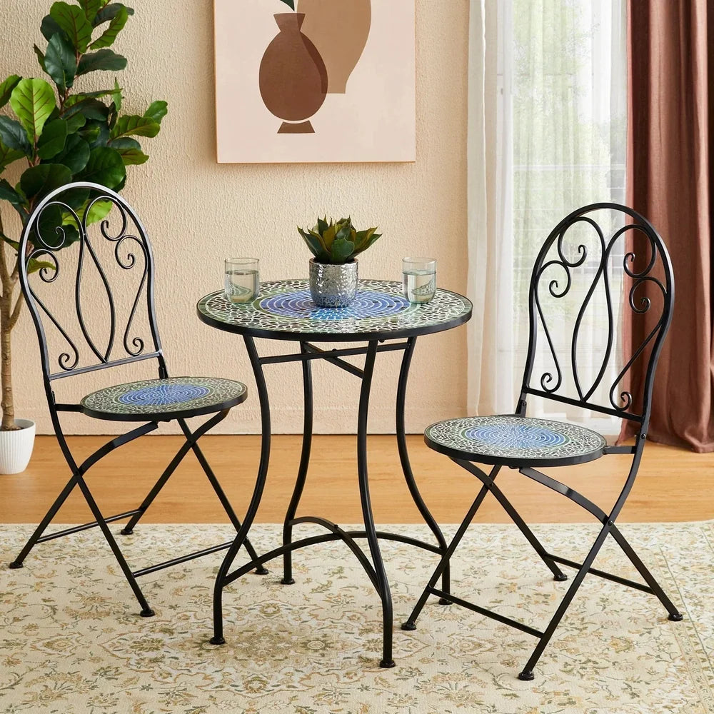 Ensemble bistrot pliant 3 pièces en métal — table et 2 chaises Merrelo™