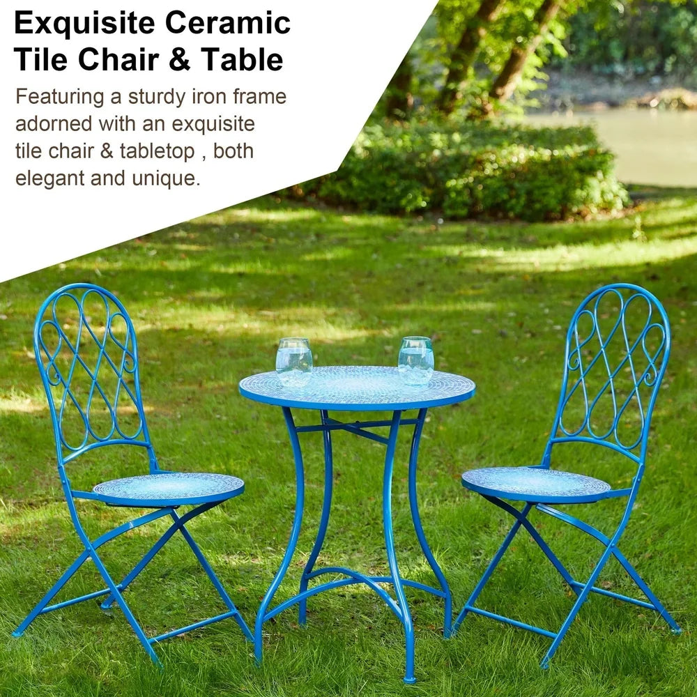 Ensemble bistrot pliant 3 pièces en métal — table et 2 chaises Merrelo™