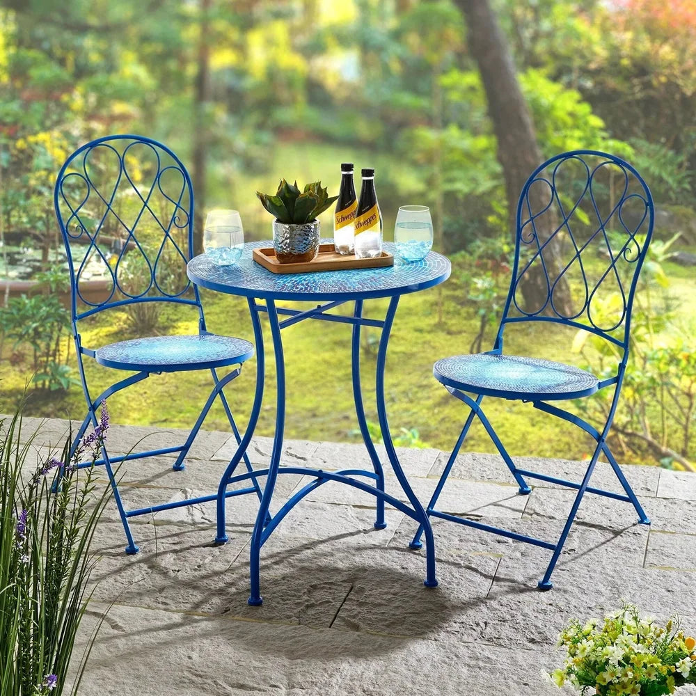 Ensemble bistrot pliant 3 pièces en métal — table et 2 chaises Merrelo™