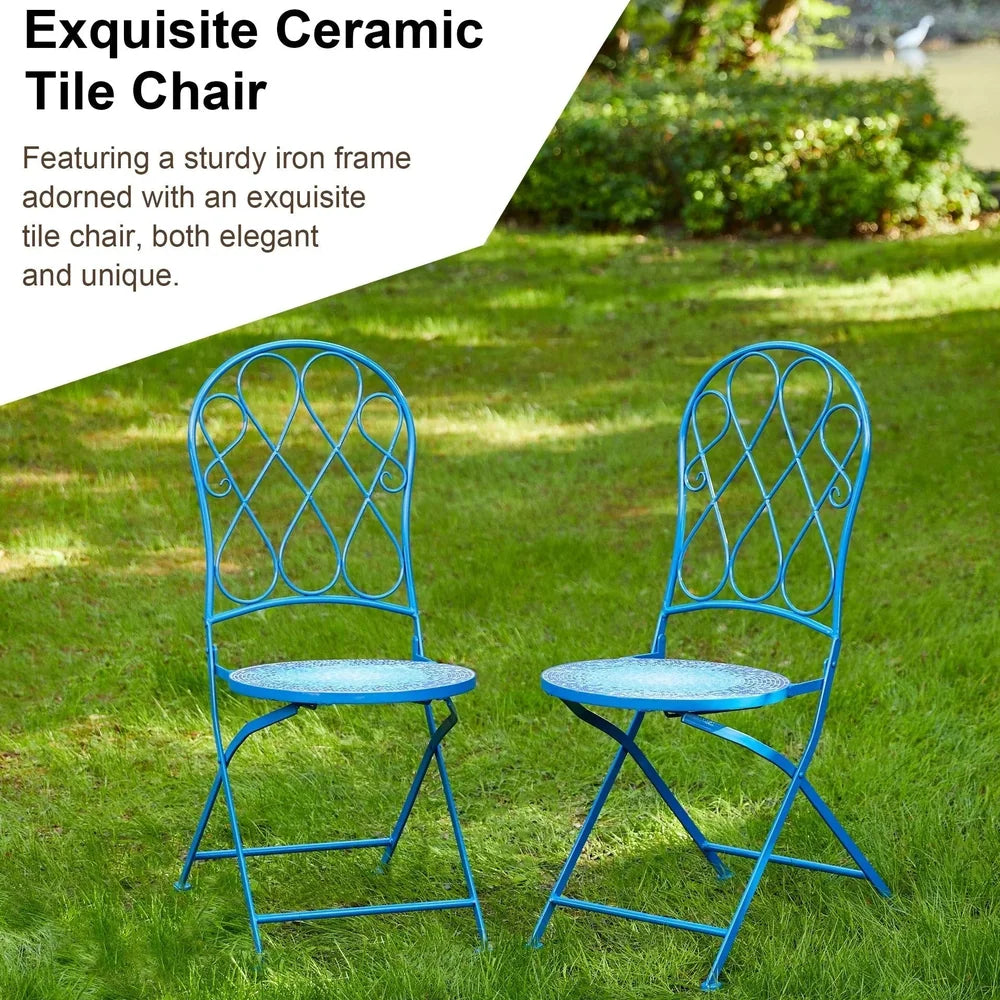 Ensemble bistrot pliant 3 pièces en métal — table et 2 chaises Merrelo™