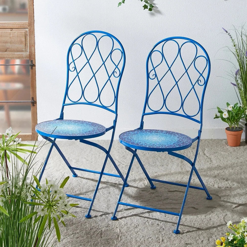 Ensemble bistrot pliant 3 pièces en métal — table et 2 chaises Merrelo™