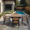 Ensemble de jardin 7 pièces en bois composite — 6 fauteuils et 1 table Merrelo™