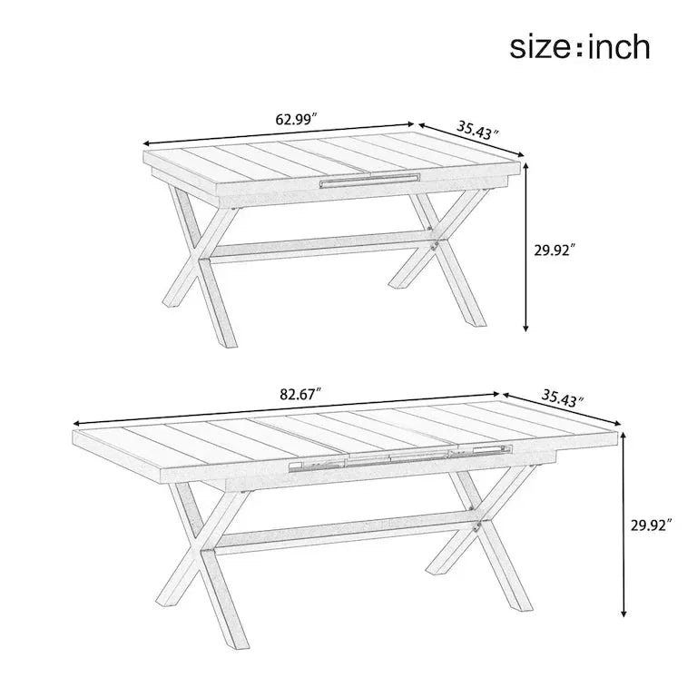 Ensemble de jardin 7 pièces en bois composite — 6 fauteuils et 1 table Merrelo™