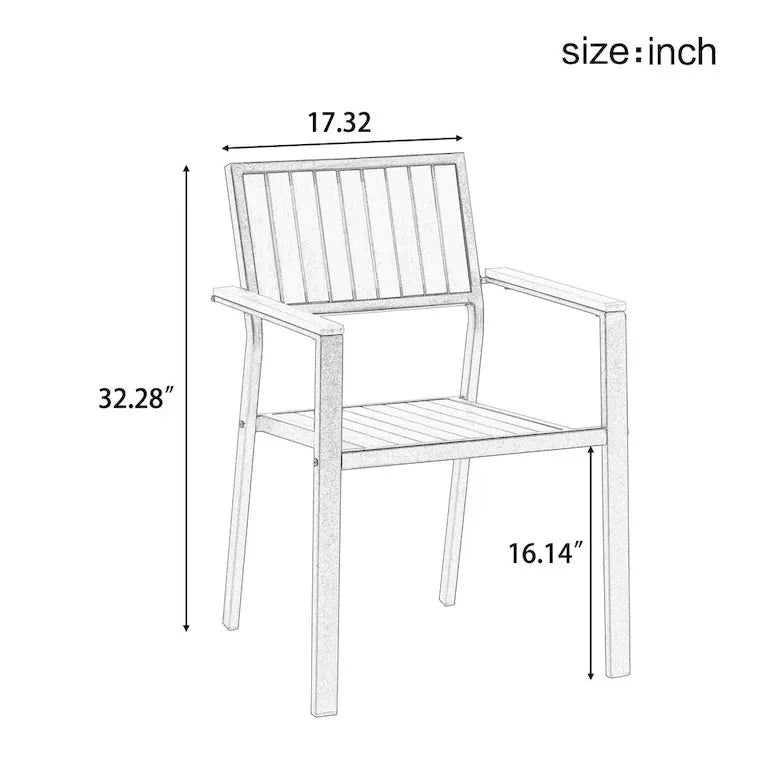 Ensemble de jardin 7 pièces en bois composite — 6 fauteuils et 1 table Merrelo™