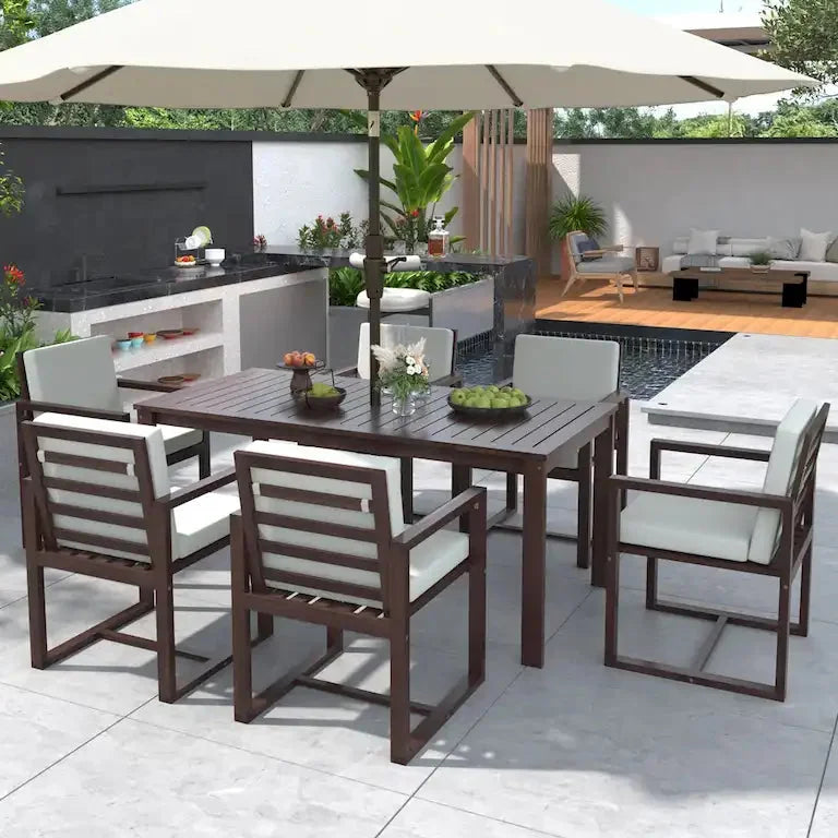 Ensemble repas de jardin — table, chaises et coussins déhoussables Merrelo™
