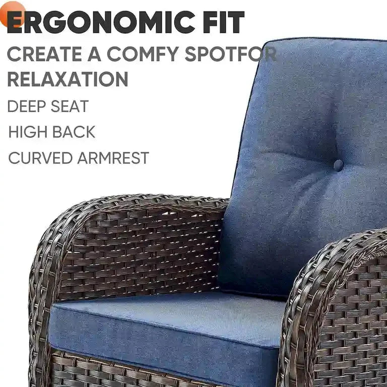 Fauteuils pivotants, canapé 2 places, table et repose-pieds — brun Merrelo™