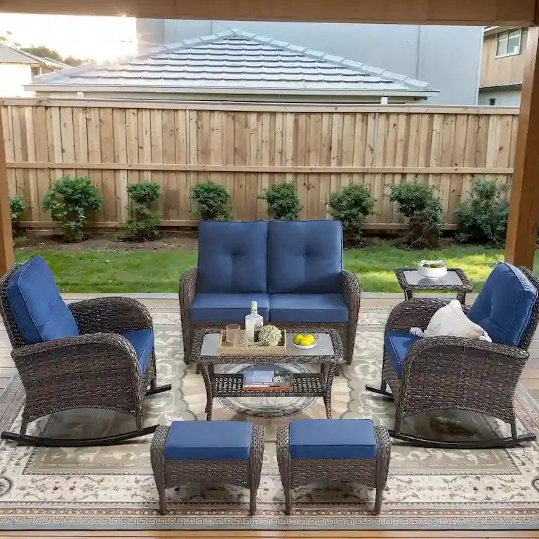Fauteuils pivotants, canapé 2 places, table et repose-pieds — brun Merrelo™
