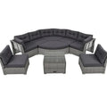 Lit de jour d'angle en rotin avec coussins moelleux et table centrale Merrelo™