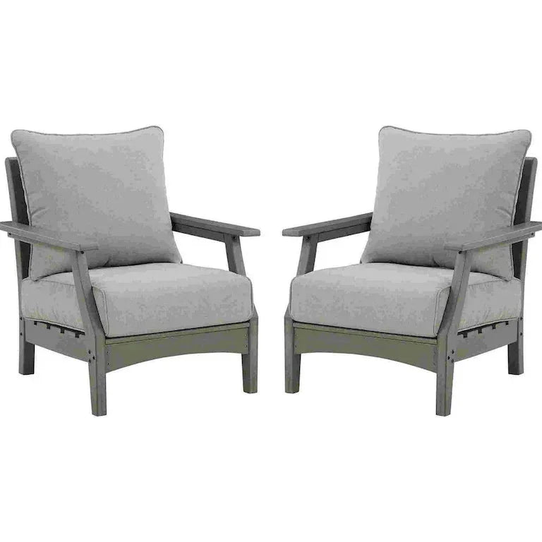 Lot de 2 bains de soleil à lattes avec coussins, gris Merrelo™