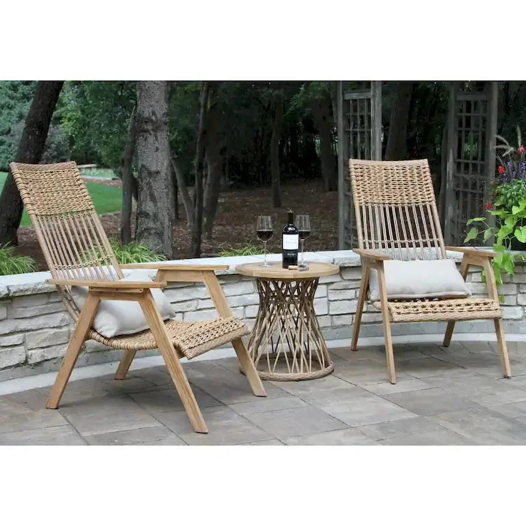 Lot de 2 fauteuils lounge en teck et panier bohème Merrelo™