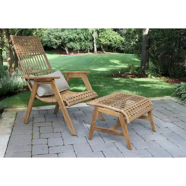 Lot de 2 fauteuils lounge en teck et panier bohème Merrelo™