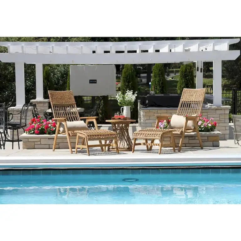 Lot de 2 fauteuils lounge en teck et panier bohème Merrelo™