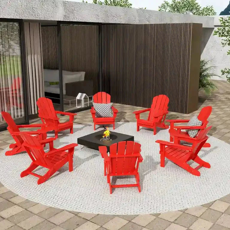 Lot de 8 fauteuils Adirondack pliants en HDPE toutes saisons Merrelo™