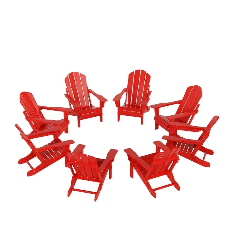 Lot de 8 fauteuils Adirondack pliants en HDPE toutes saisons Merrelo™