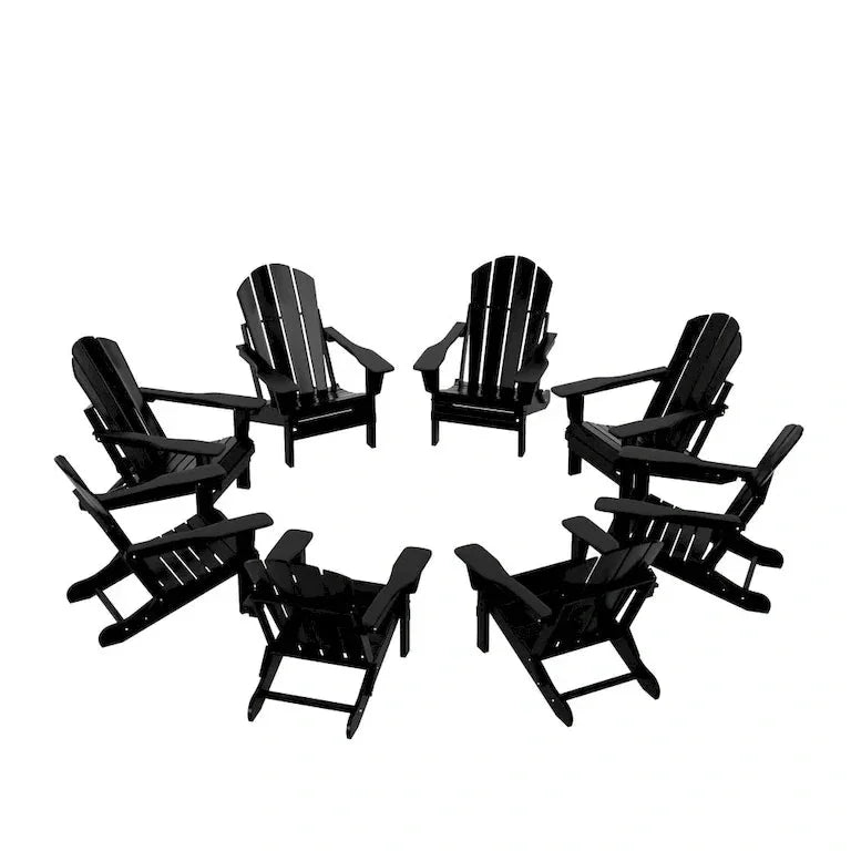 Lot de 8 fauteuils Adirondack pliants en HDPE toutes saisons Merrelo™