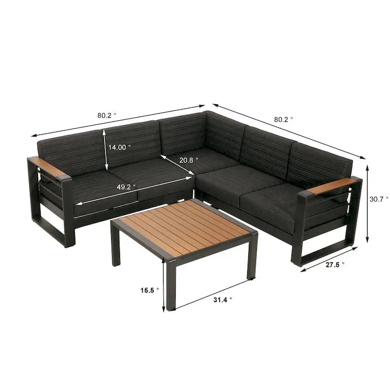 Salon d'angle 4 places, structure aluminium Merrelo™