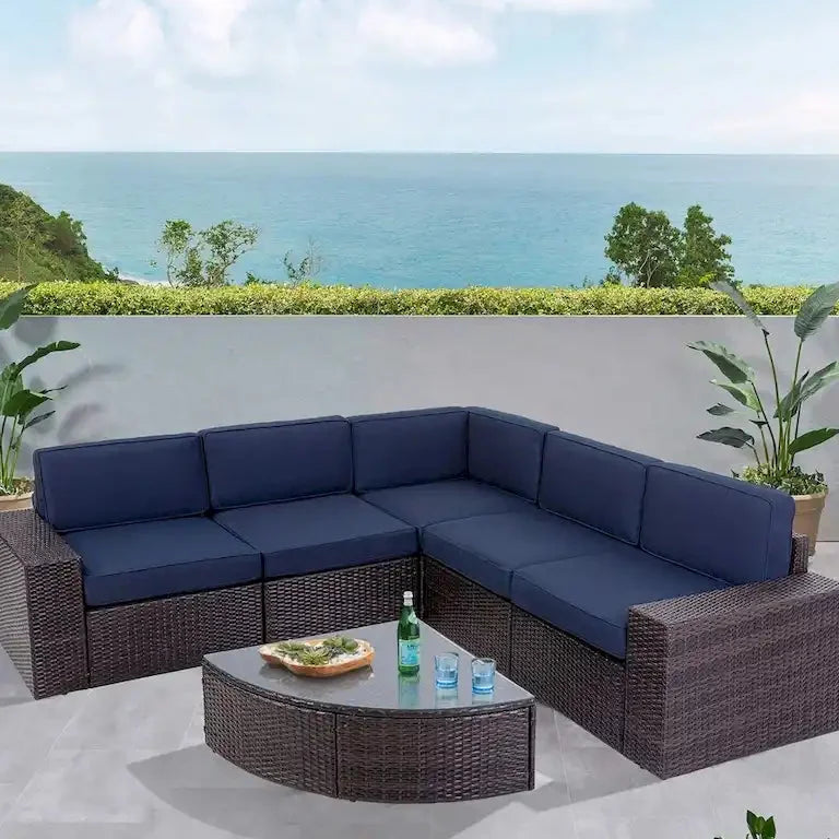 Salon d'angle 6 pièces en rotin Merrelo™