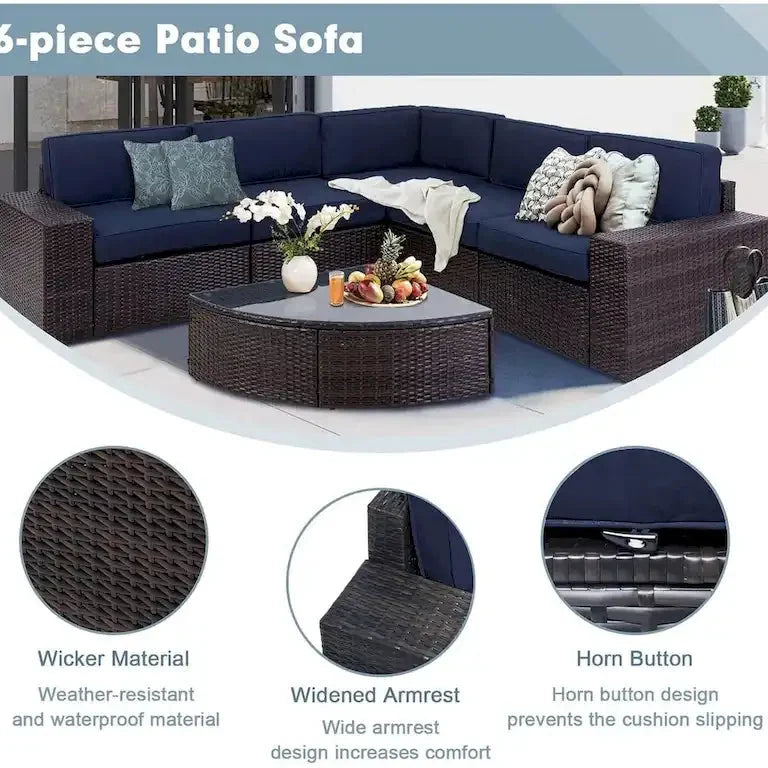 Salon d'angle 6 pièces en rotin Merrelo™