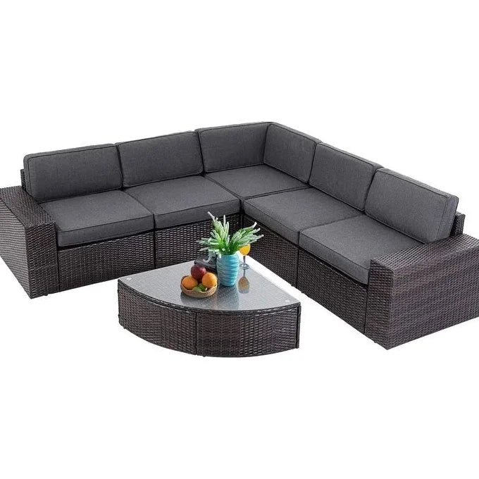 Salon d'angle 6 pièces en rotin Merrelo™
