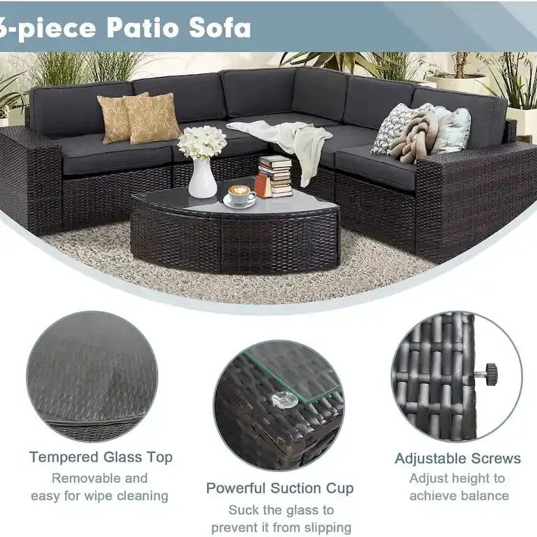 Salon d'angle 6 pièces en rotin Merrelo™