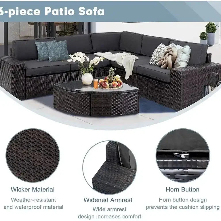 Salon d'angle 6 pièces en rotin Merrelo™