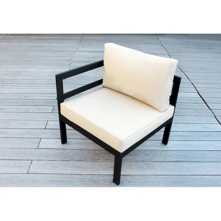 Salon d'angle 7 pièces en aluminium avec coussins et table brasero 107 cm Merrelo™