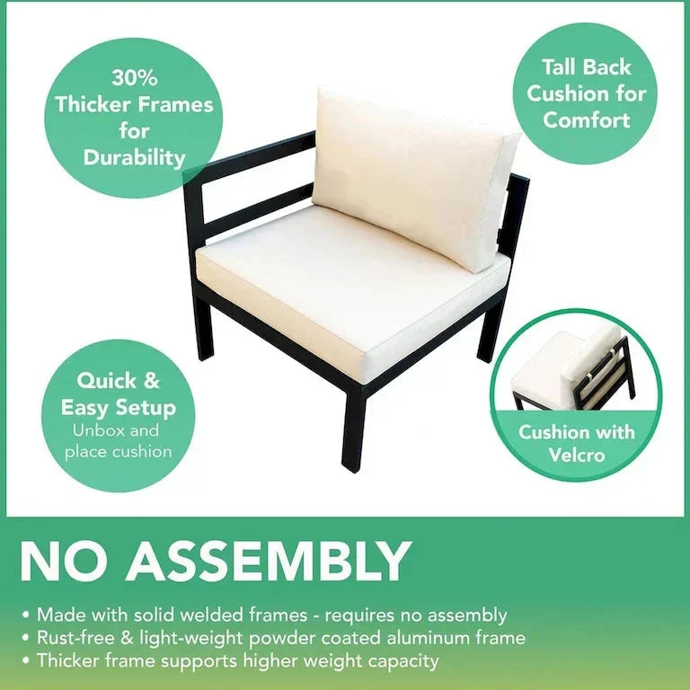 Salon d'angle 7 pièces en aluminium avec coussins et table brasero 107 cm Merrelo™