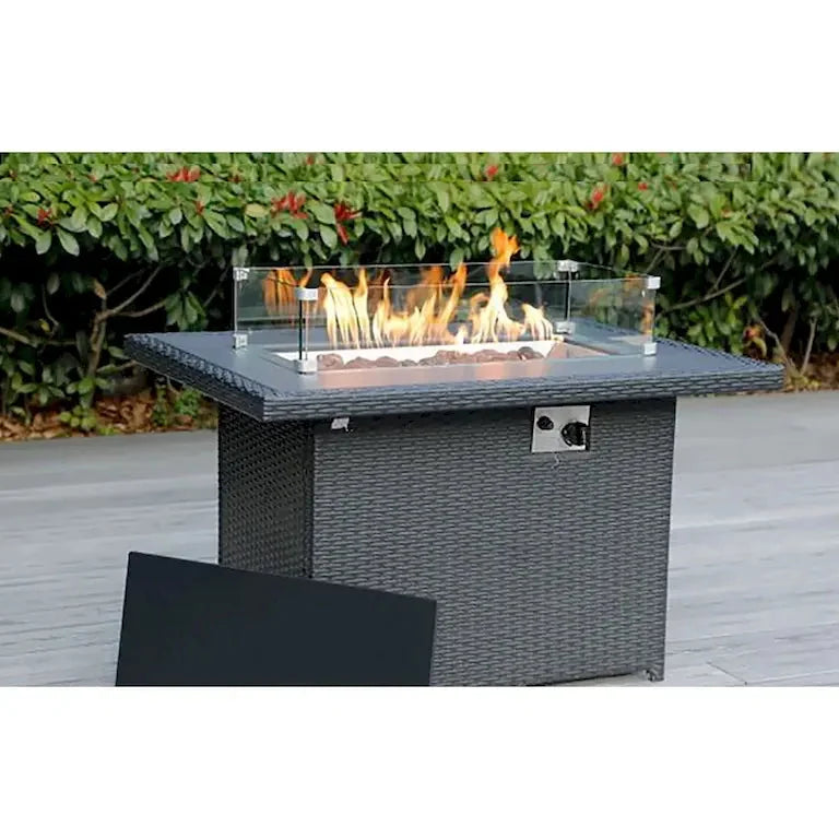 Salon d'angle 7 pièces en aluminium avec coussins et table brasero 107 cm Merrelo™