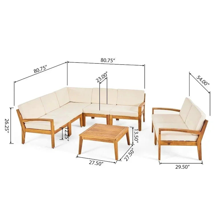 Salon d'angle 7 places en bois d'acacia Merrelo™