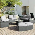 Salon d'angle demi-rond 10 pièces en rotin Merrelo™