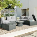 Salon d'angle demi-rond 10 pièces en rotin PE Merrelo™