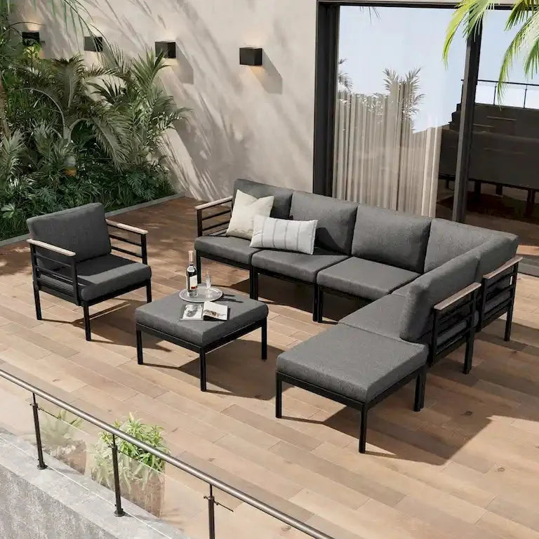 Salon d'angle en aluminium avec coussins Merrelo™