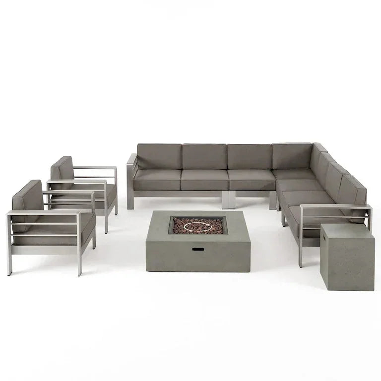 Salon d'angle en L 9 places en aluminium avec brasero Merrelo™